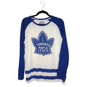 roots toronto maple leafs blue and white baseball shirt